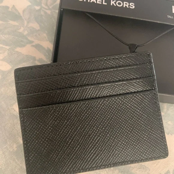 Michael Kors tall card case black NWT